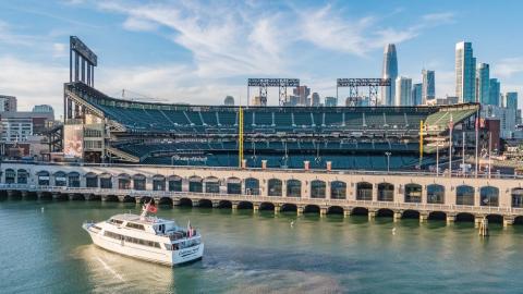 Yacht in front of Oracle Park