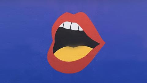 Red lip mural