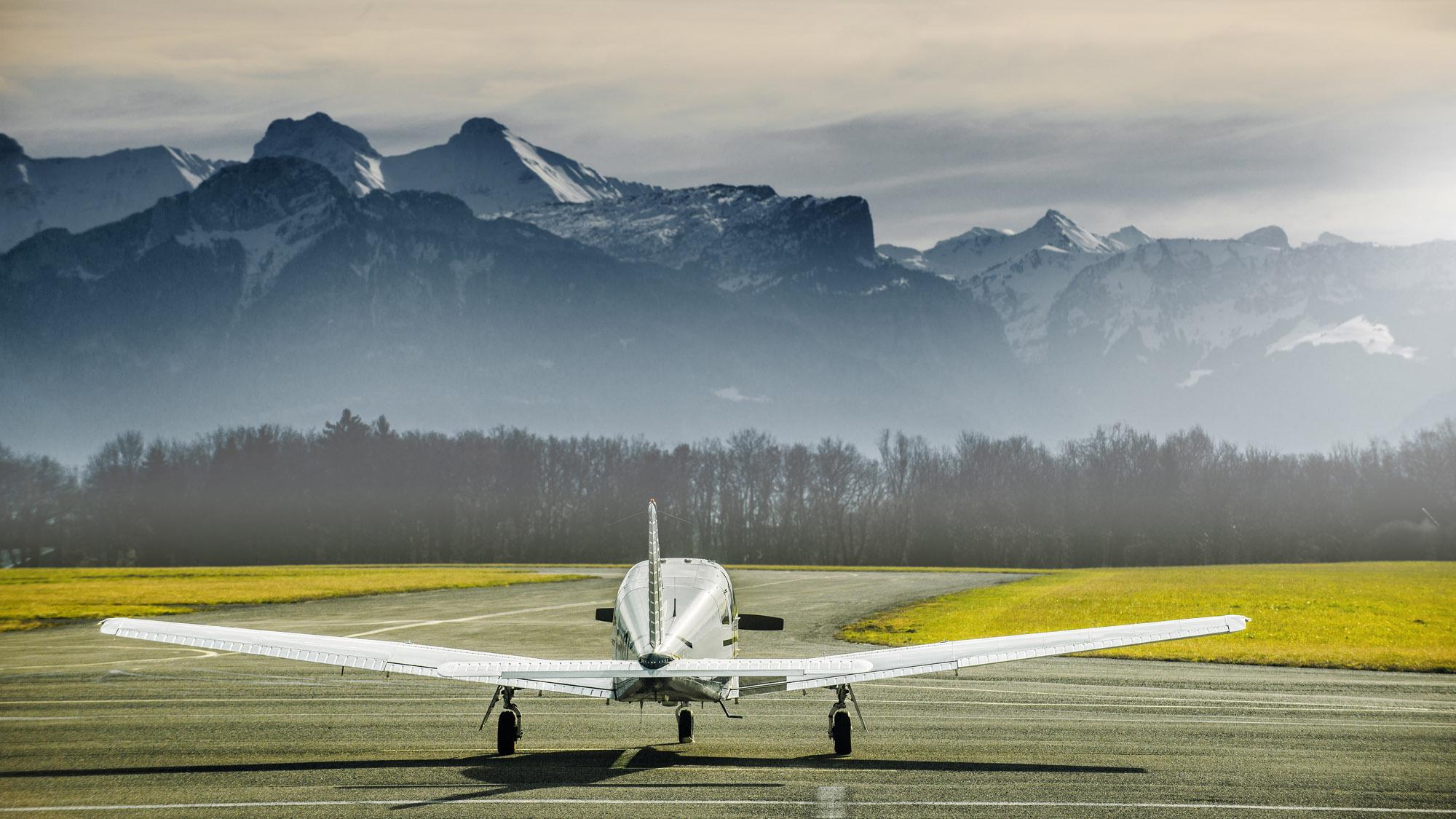 Plane and mountains