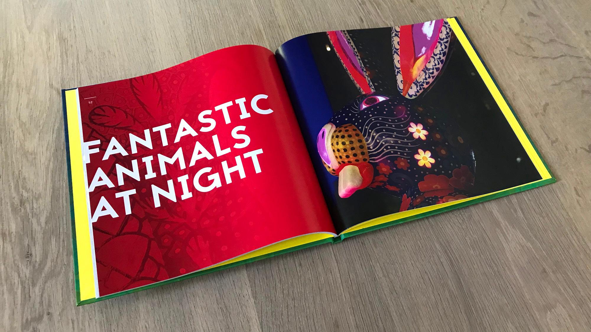 Alebrijes and Nahuales book spread colorful book spread