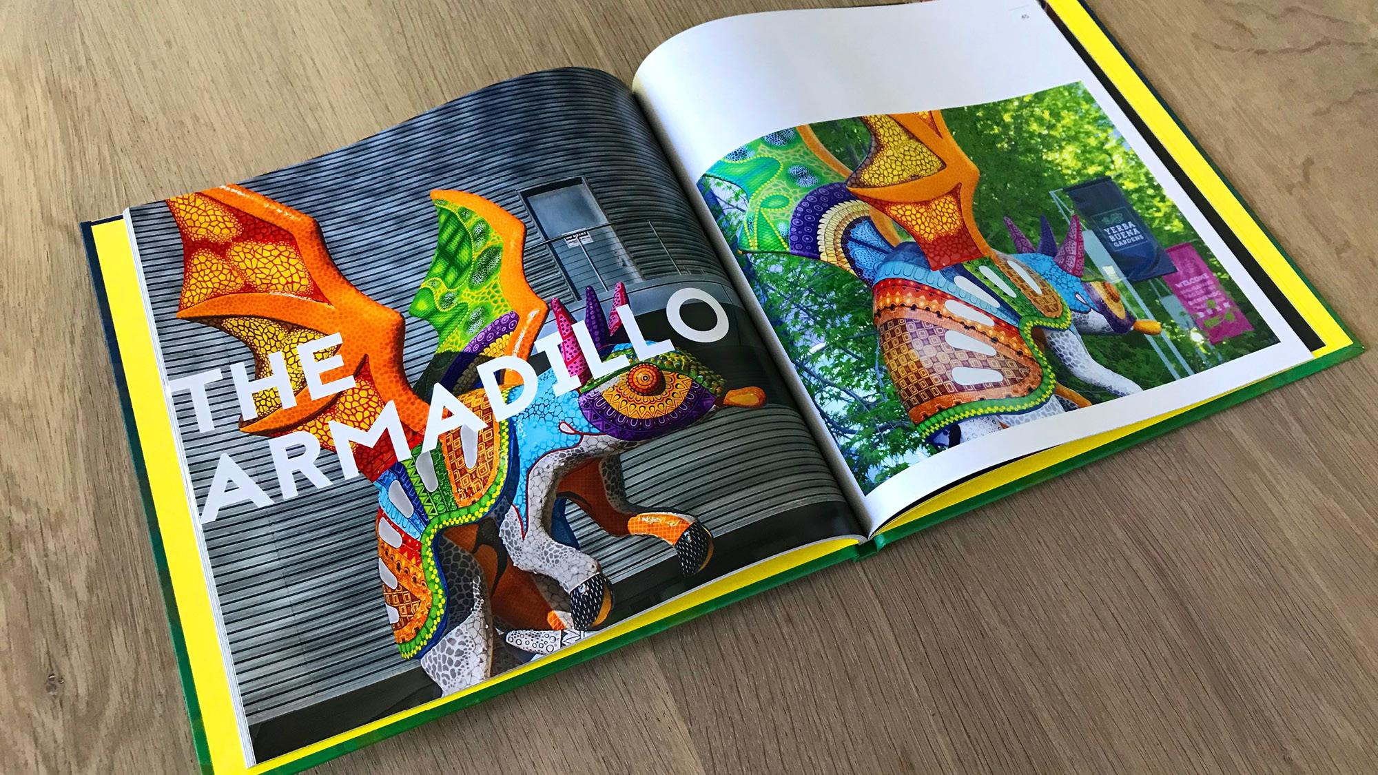 Alebrijes and Nahuales statue colorful book spread