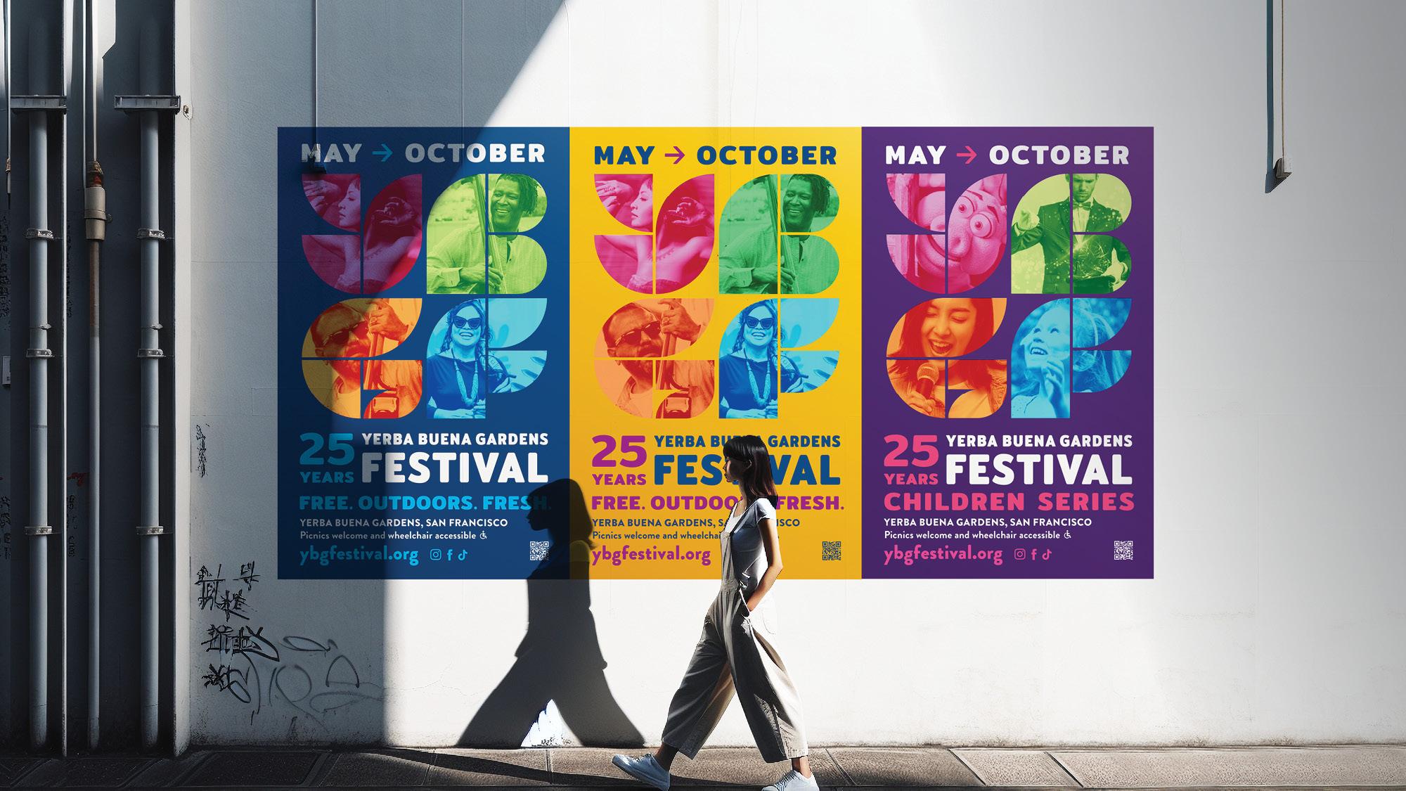 MINT_Yerba-Buena-Gardens-Festival-Posters posters on wall with woman walking