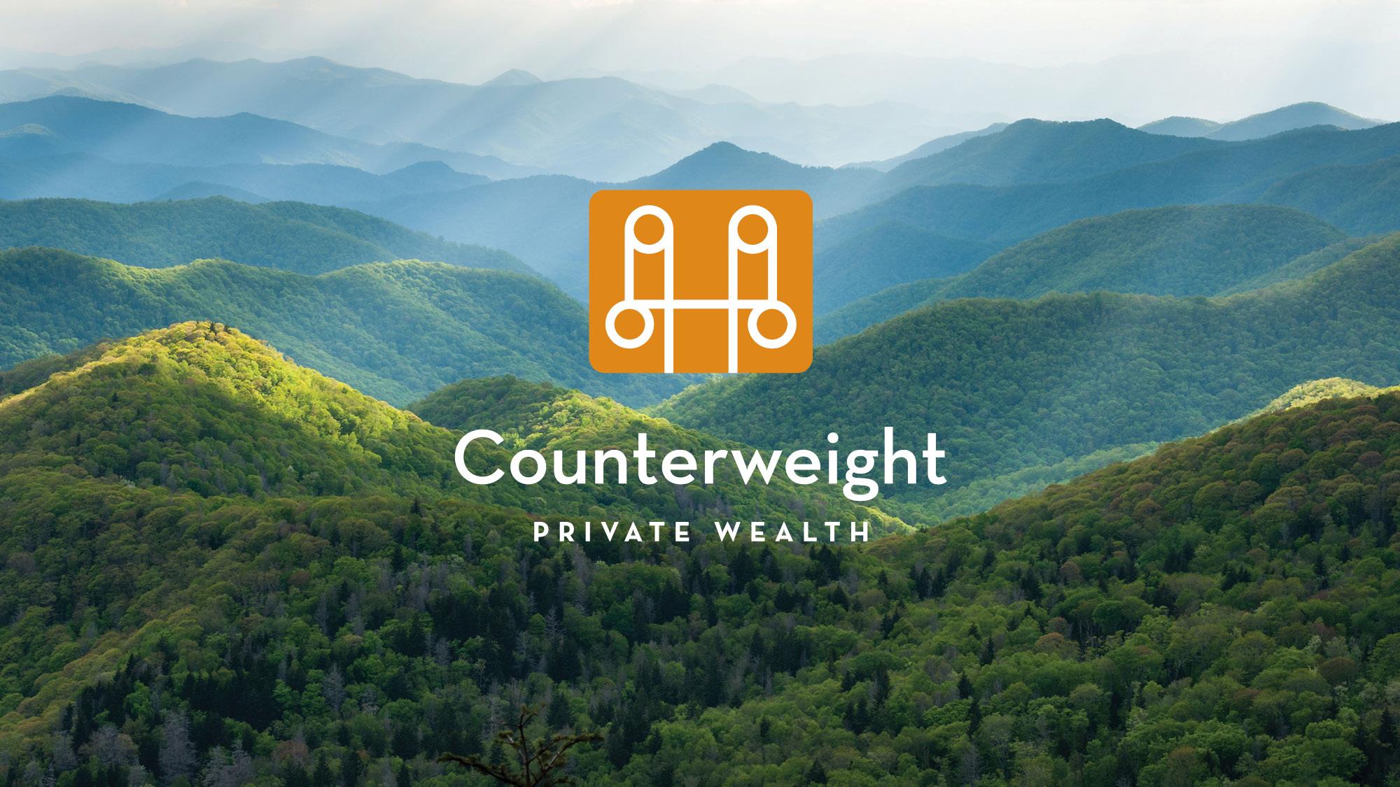 Counterweight Logo logo on top of mountains