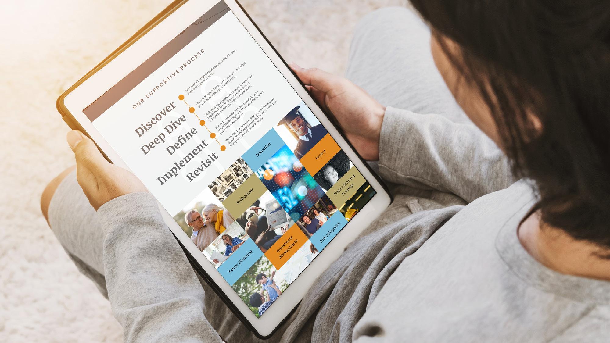 Counterweight Website on Tablet woman looking at tablet