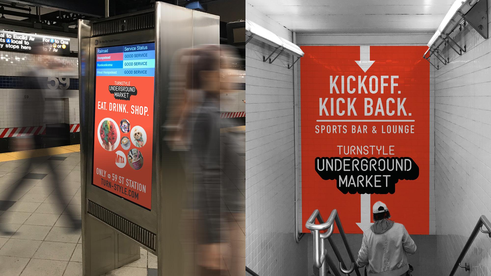 Turnstyle Underground Market sports bar signage