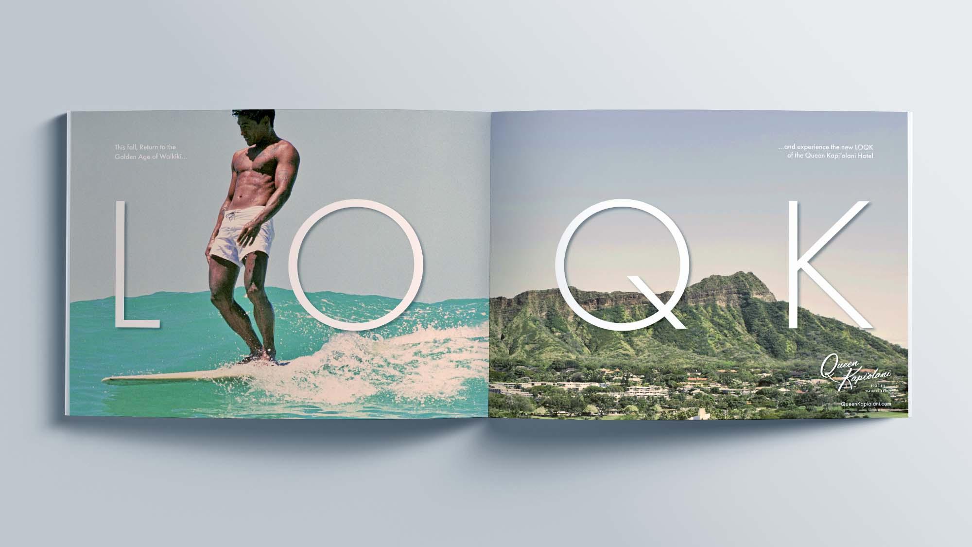 double spread ad of surfer